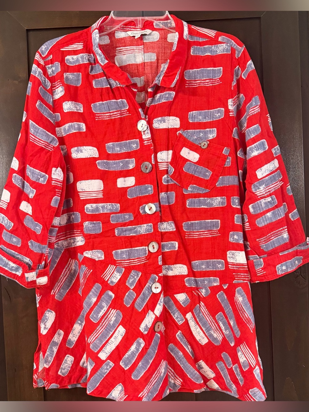 John Mark Abstract Print Button Up Blouse Sz L